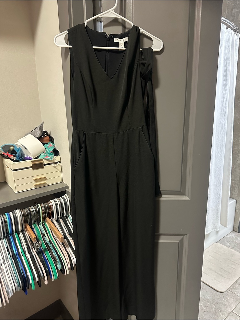 Classic White House black market V-Neck Wide-Leg Jumpsuit